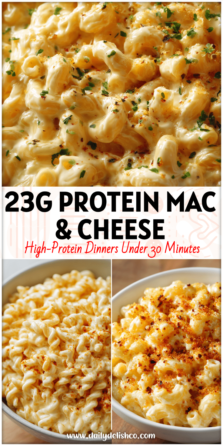 Bowl of Creamy Greek Yogurt Mac & Cheese with golden noodles in a yogurt based pasta sauce for a healthy mac and cheese recipe low calorie.